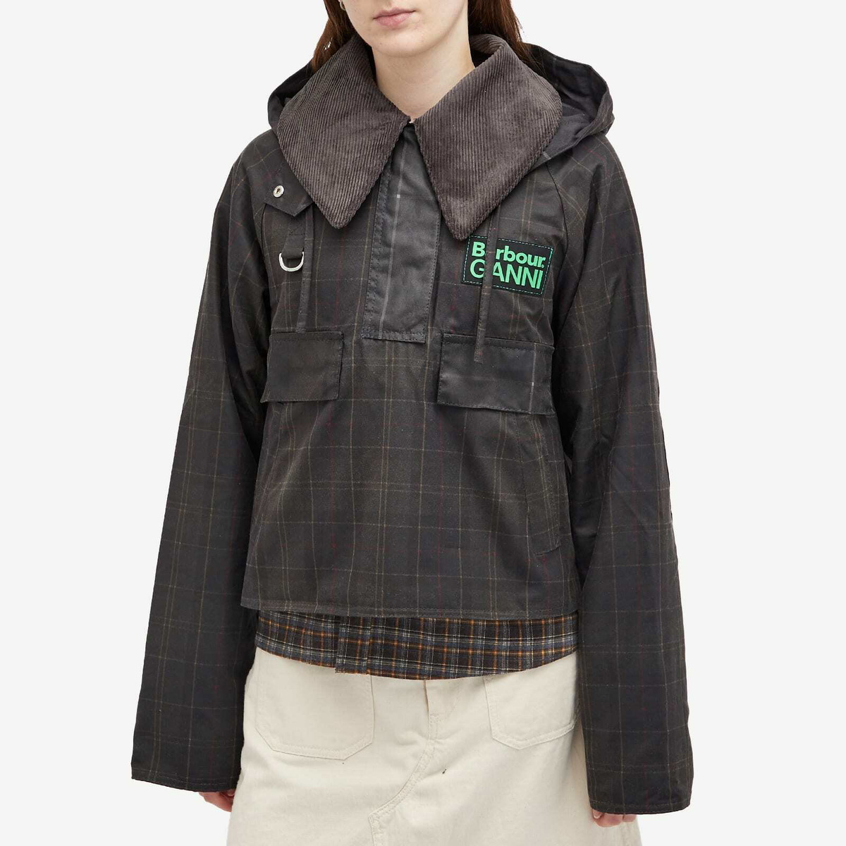 Barbour Women's x Ganni Wax Anorak in Classic Tartan Barbour