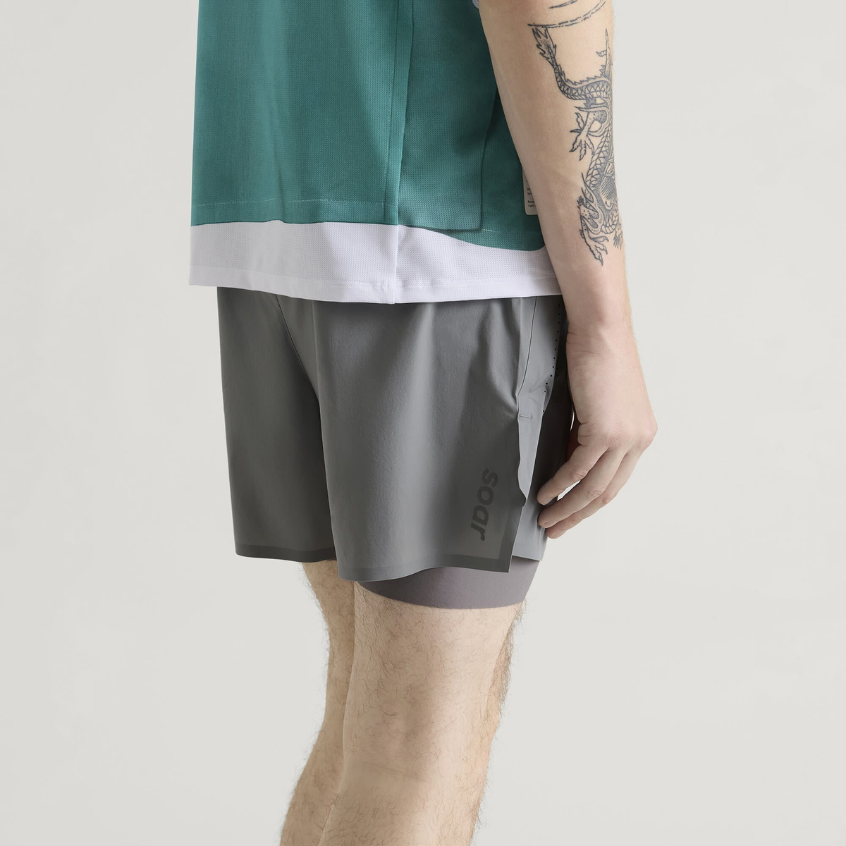 SOAR Men's Dual Run Shorts in Silver Grey