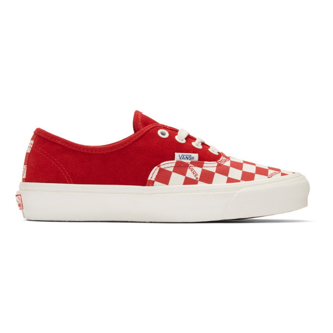 Photo: Vans Red Checkerboard Suede OG Authentic LX Sneakers
