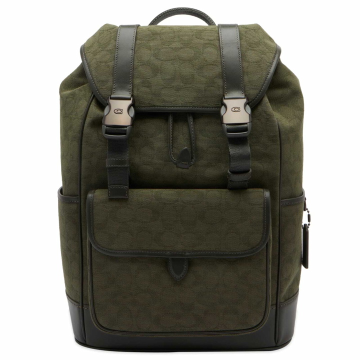 Photo: Coach Men's League Backpack in Army Green Signature Canvas 