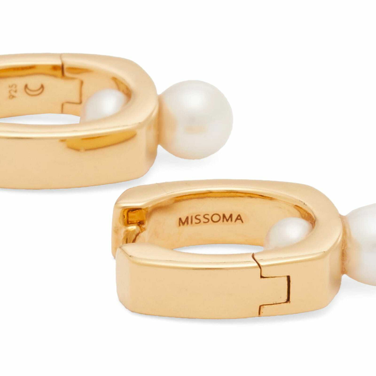 ★MISSOMA★ Pearl Square & Pave Small Hoop Earring Set Missoma Button Pearl Square hoop earrings for Women - Gold