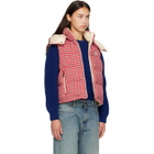 Moncler Red Niverolle Houndstooth Wool Blend Down Vest