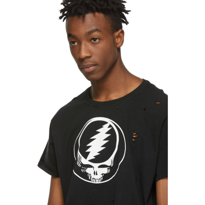 R13 Black Grateful Dead Steal Your Face Distressed T Shirt R13