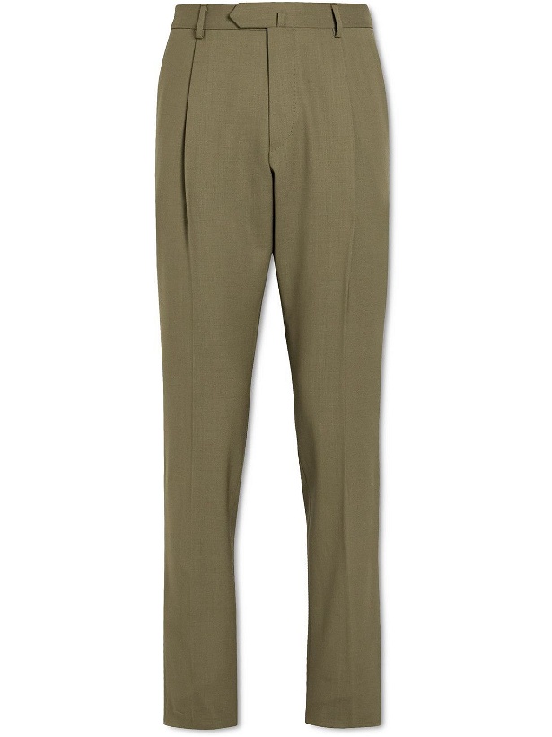 Photo: Caruso - Tosca Slim-Fit Pleated Wool Suit Trousers - Green