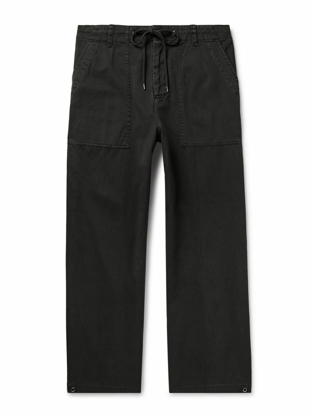 Photo: James Perse - Flight Straight-Leg Slub Cotton-Blend Twill Drawstring Trousers - Black