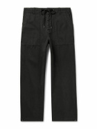 James Perse - Flight Straight-Leg Slub Cotton-Blend Twill Drawstring Trousers - Black