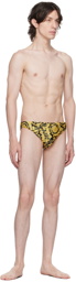 Versace Underwear Black & Gold Barocco Swim Briefs