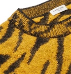 SAINT LAURENT - Slim-Fit Tiger-Intarsia Wool-Blend Sweater - Yellow