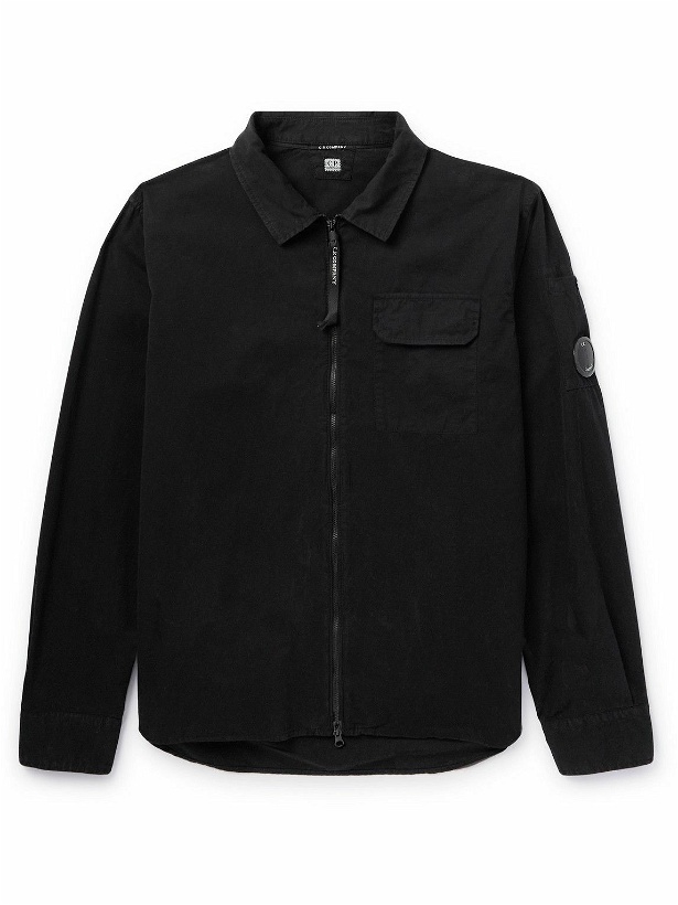 Photo: C.P. Company - Logo-Appliquéd Garment-Dyed Cotton-Gabardine Overshirt - Black
