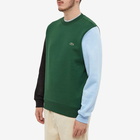 Lacoste Men's Colour Block Crew Sweat in Green/Black/Panorama