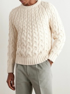 Brioni - Slim-Fit Cable-Knit Cotton Sweater - White