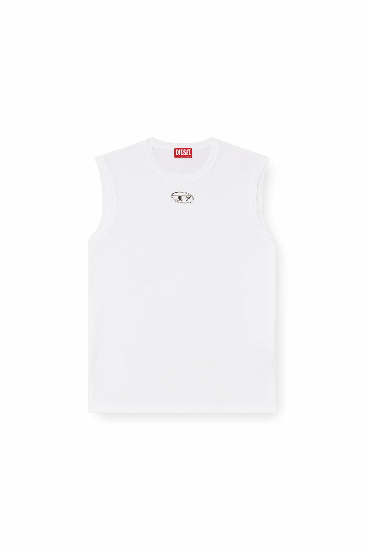 Tシャツ・カットソー DIESEL M Cadix Sleeveless T-shirt White A174500DLAX100 A1745 Diesel Tank top with metallic Oval D - T-Shirts Mens in