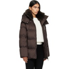 Yves Salomon Brown Waterproof Technical Lambswool Trim A-Line Down Jacket