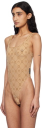 Marine Serre Beige Recycled Mesh Flock Bodysuit