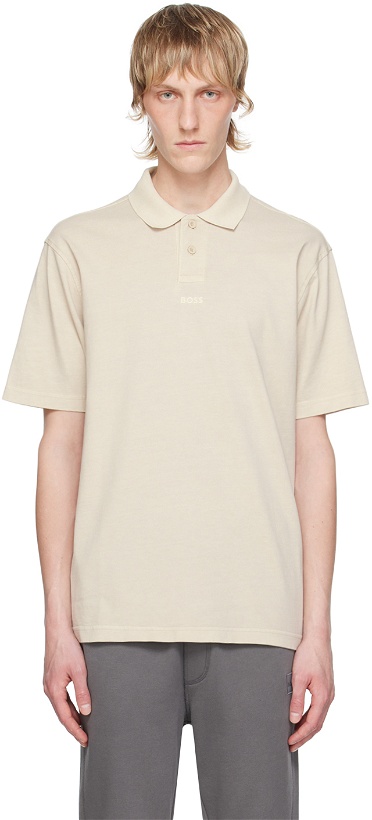 Photo: BOSS Beige Embroidered Polo