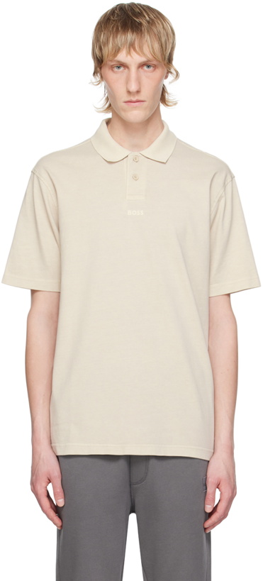 Photo: BOSS Beige Embroidered Polo