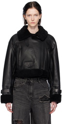 Juun.J Black Cropped Shearling Jacket