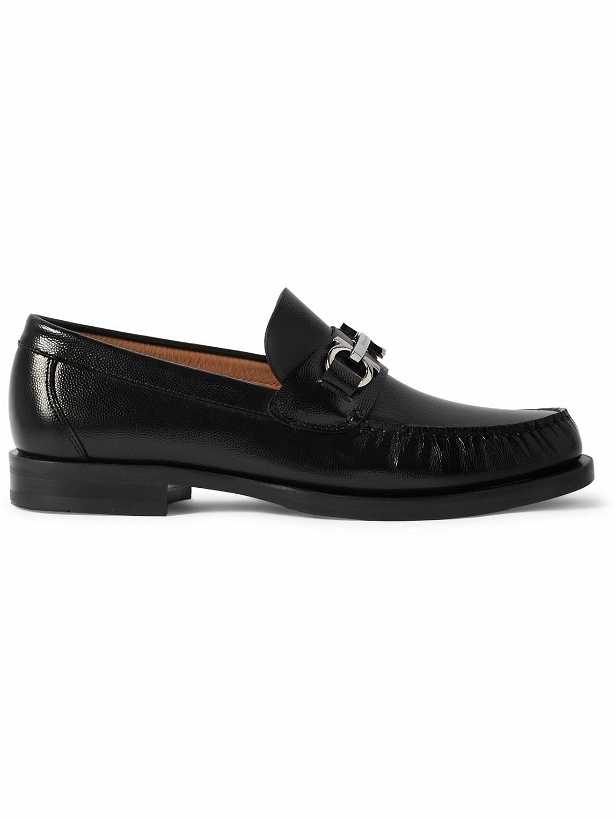 Photo: FERRAGAMO - Logo-Embellished Textured-Leather Loafers - Black