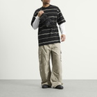 Comme des Garçons Homme Men's Horiztonal Stripe Long Sleeve Top in Black/Grey X Off-White