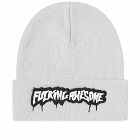 Fucking Awesome Men's Velcro Stamp Cuff Beanie in Grey