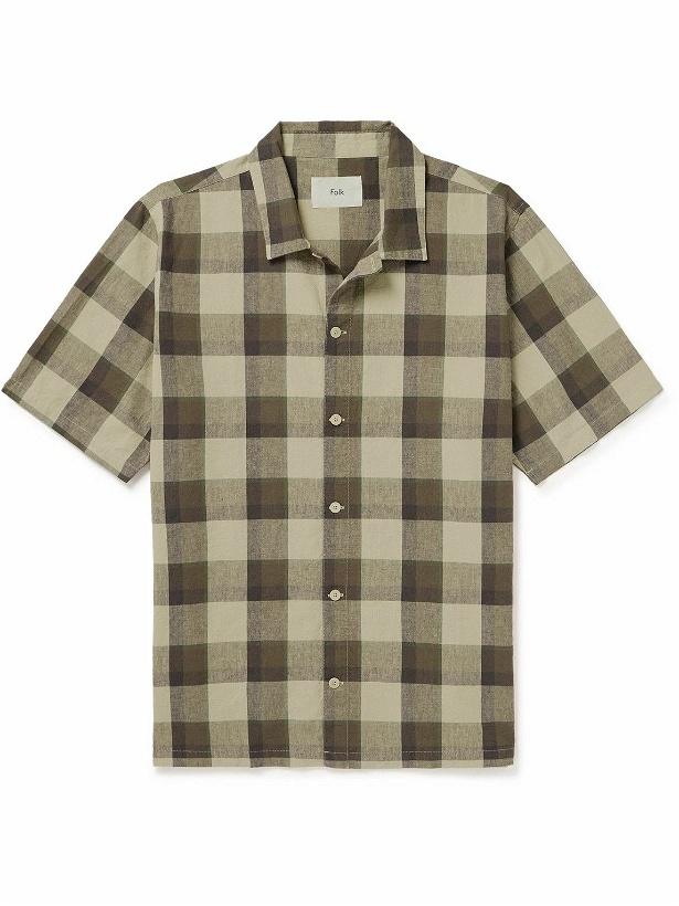 Photo: Folk - Gabe Checked Linen and Cotton-Blend Shirt - Brown