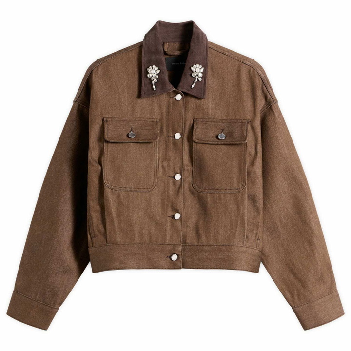 Photo: Simone Rocha Women's Cropped Utility Pocket Workwear Jacket in Tan/Pearl/Clear