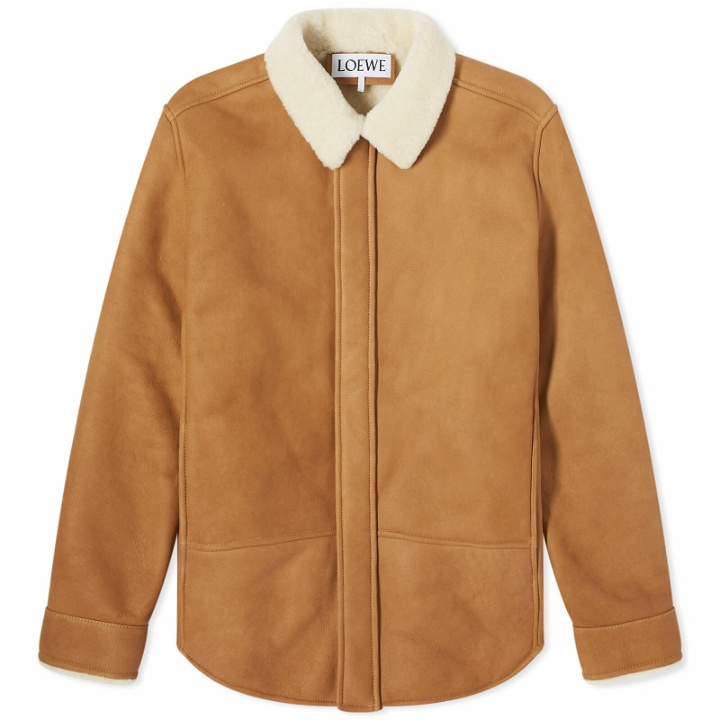 Photo: Loewe Men's Shaved Shearling Overshirt in White/Champagne