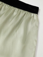TOM FORD - Velvet-Trimmed Silk-Satin Boxer Shorts - Green