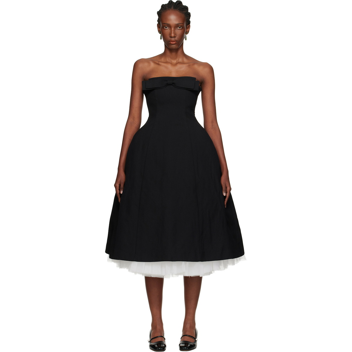 SHUSHU/TONG Black Bowknot Bandeau Midi Dress