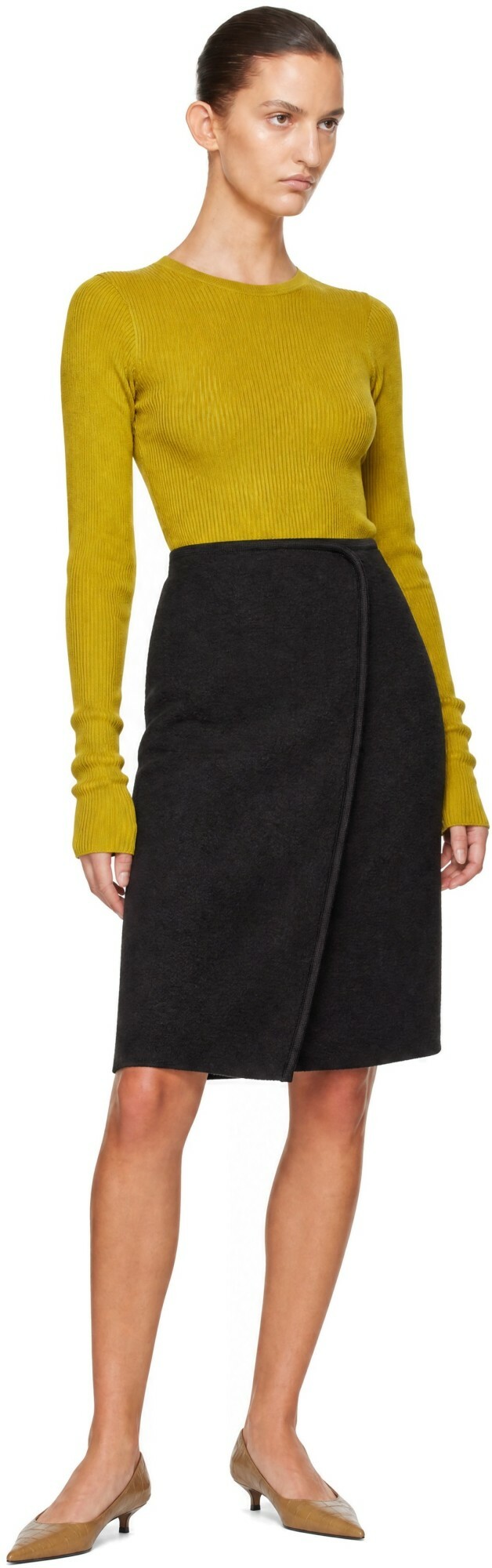 Rier Brown Walker Wrap Midi Skirt