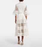 Elie Saab Organza-trimmed cotton midi skirt