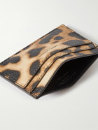 SAINT LAURENT - Leopard-Print Full-Grain Leather Cardholder - Brown