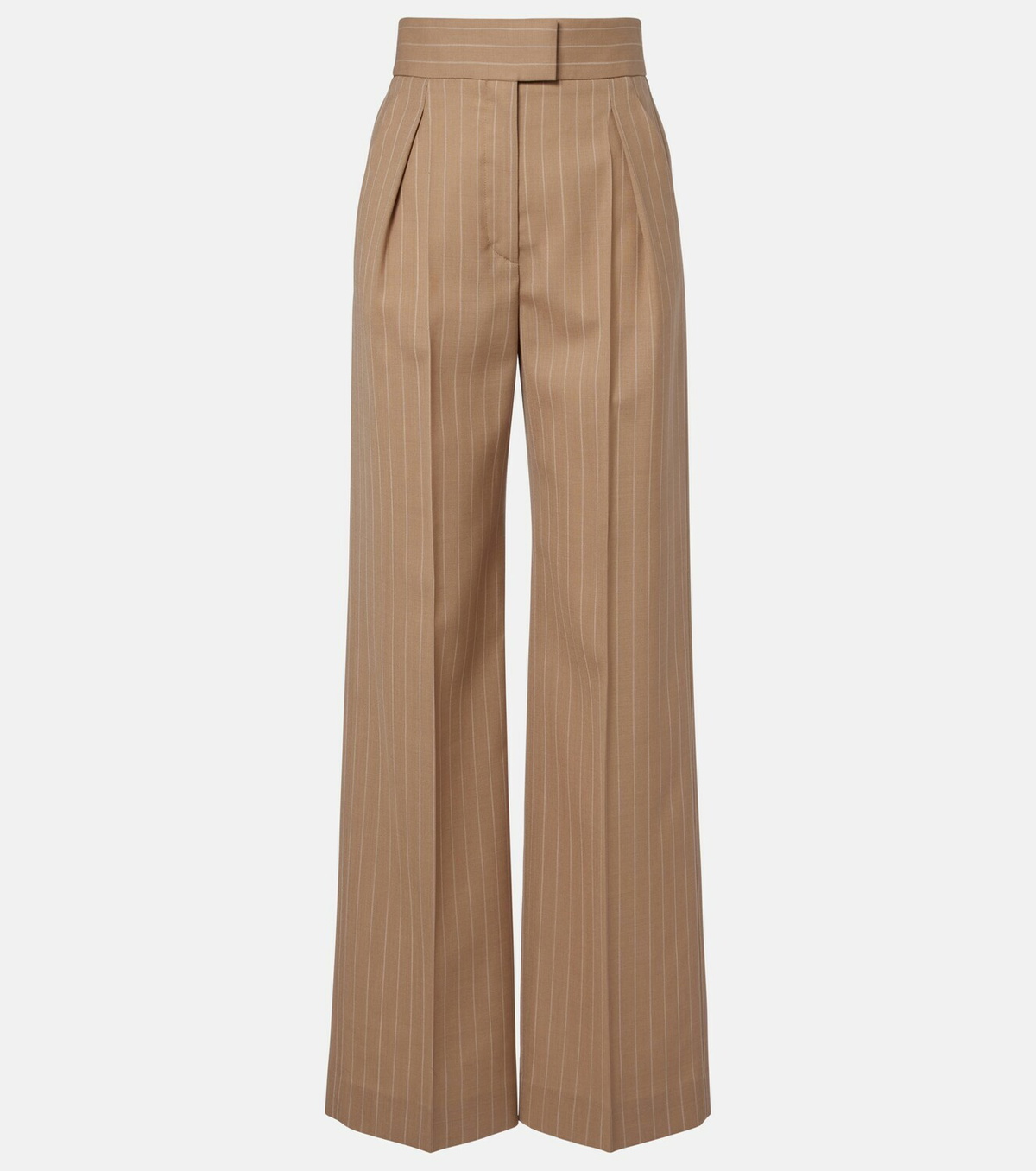 Valentino Pinstripe pleated wool wide-leg pants