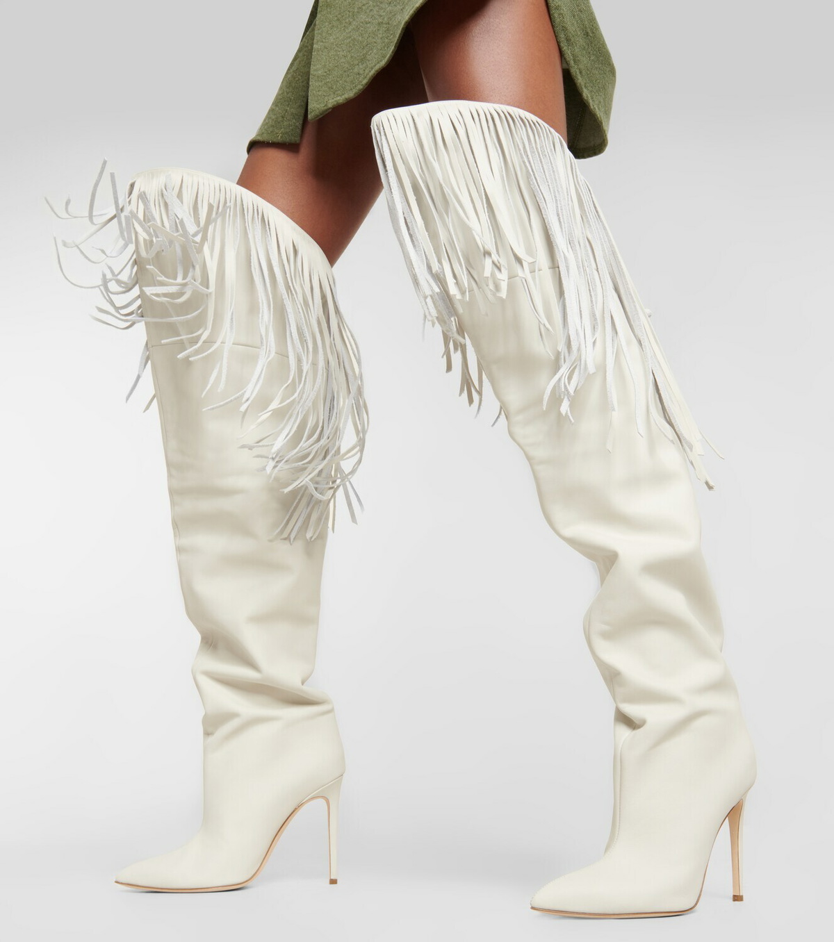 Paris Texas - Fringed leather over-the-knee boots Paris Texas