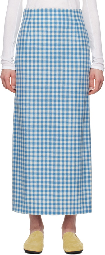 Photo: AURALEE Blue & White Airy Smooth Cashmere Maxi Skirt