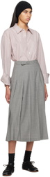 AURALEE Gray Pleated Midi Skirt