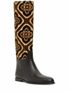 ETRO - 10mm Leather & Jacquard Tall Boots