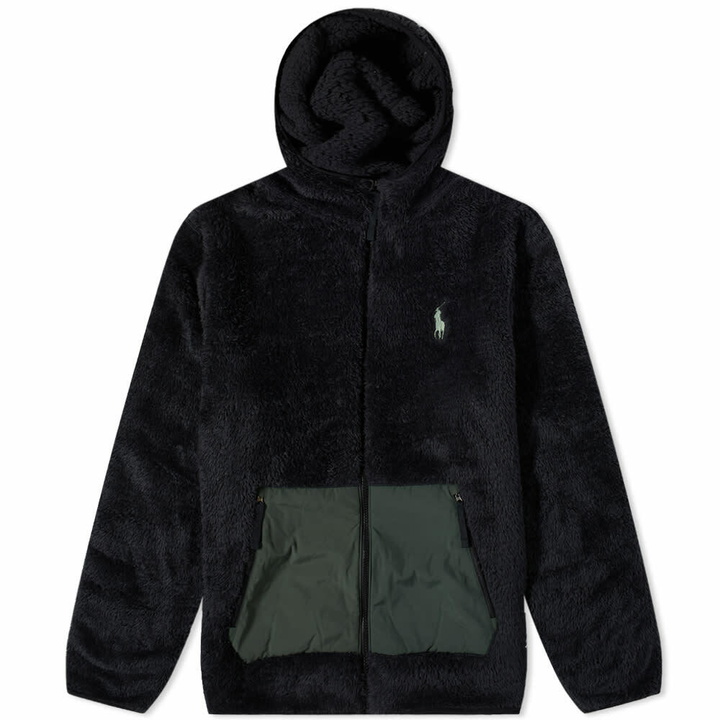 Photo: Polo Ralph Lauren Men's Hooded Pile Fleece in Polo Black/Angler Green