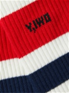 Y,IWO - Striped Logo-Jacquard Ribbed Cotton-Blend Socks