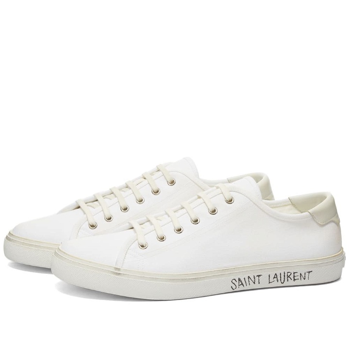 Photo: Saint Laurent Men's Malibu Signature Sneakers in White