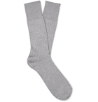 Mr P. - Ribbed Cotton-Blend Socks - Gray