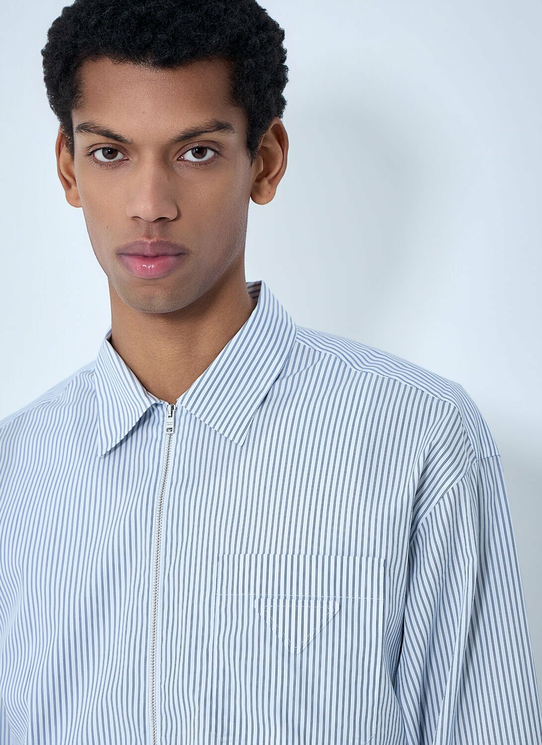 Prada Zip-Front Stripe Shirt Prada