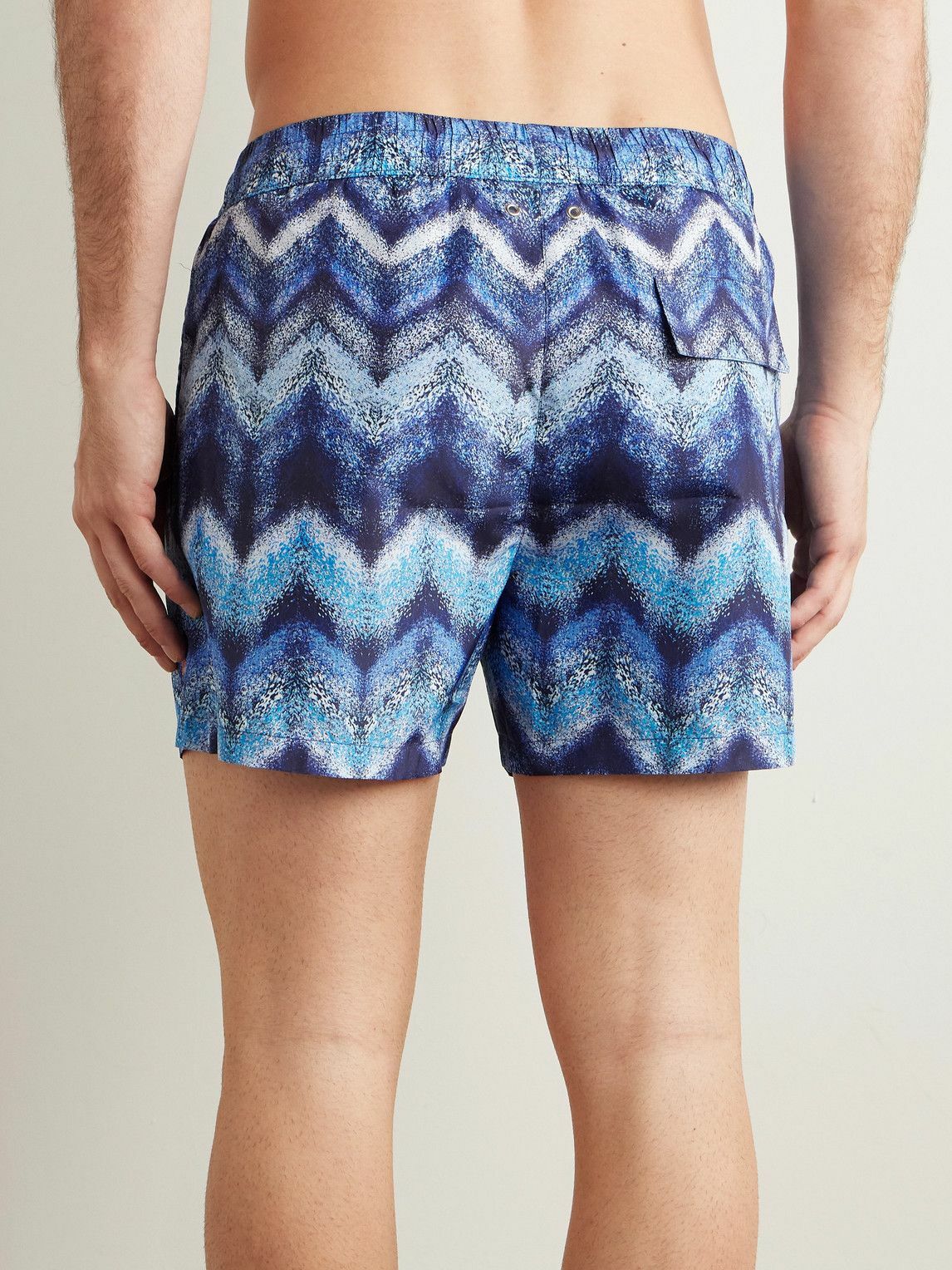 Missoni - Straight-Leg Mid-Length Striped Swim Shorts - Blue