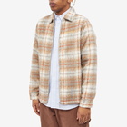 Butter Goods Men's Plaid Flannel Zip Overshirt in Bark/Stone