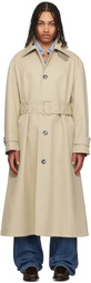 AMI Paris Beige Cotton Belted Mac Coat