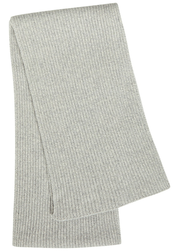 Photo: John Smedley Stark Melange Cashmere and Wool-blend Scarf - Light Grey - One Size