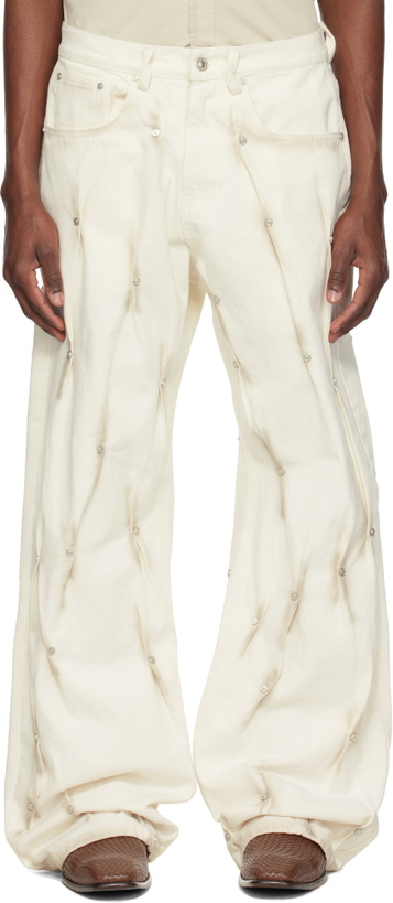 Photo: KUSIKOHC White Multi Rivet Burn Jeans