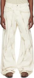 KUSIKOHC White Multi Rivet Burn Jeans