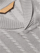 Yuri Yuri - Sherwood Shawl-Collar Cable-Knit Serie Sweater - Blue