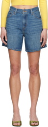 Levi's Blue High Rise Baggy Linen+ Lightweight Denim Shorts